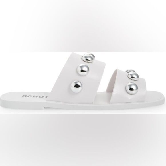 NWOB Schutz | Women’s White Silver Embellishment Lizzie Slide Sandal 8‎ - Picture 6 of 8